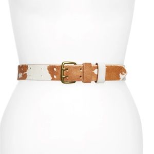 Madewell Cow Print Genuine Calf Hair Belt